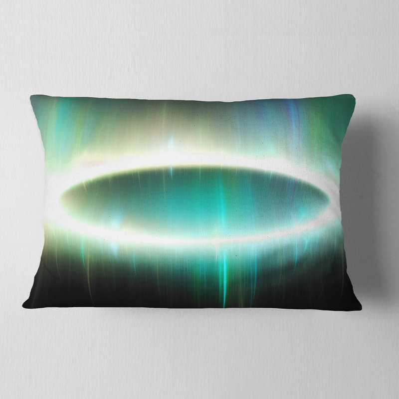 Grand coussin ovale à motif abstrait fractal, Vert