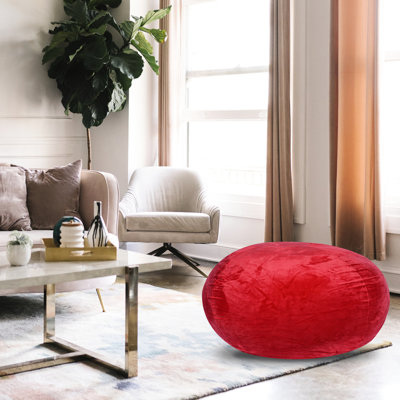 Fauteuil à billes en velours rouge - 3 pi Siège confortable pour les moments en famille. Housse lavable, rembourrée de mousse. Coutures doubles, stable. Fabriqué en 3 pi. Salon. Mousse de qualité. Double couture, élégant.