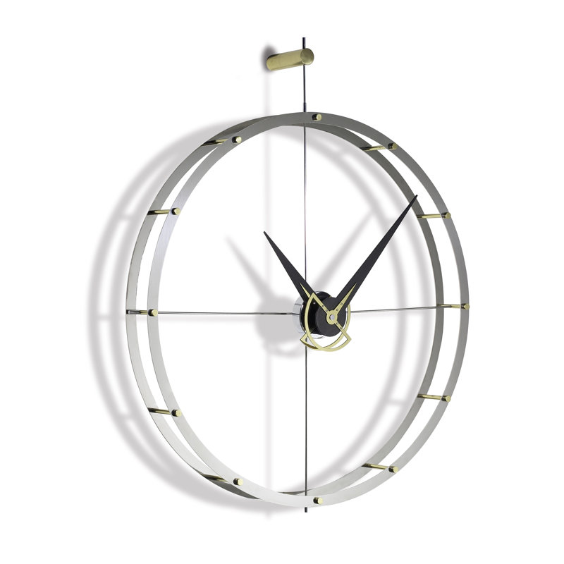Wood Analog Wall Clock, Silver/Black