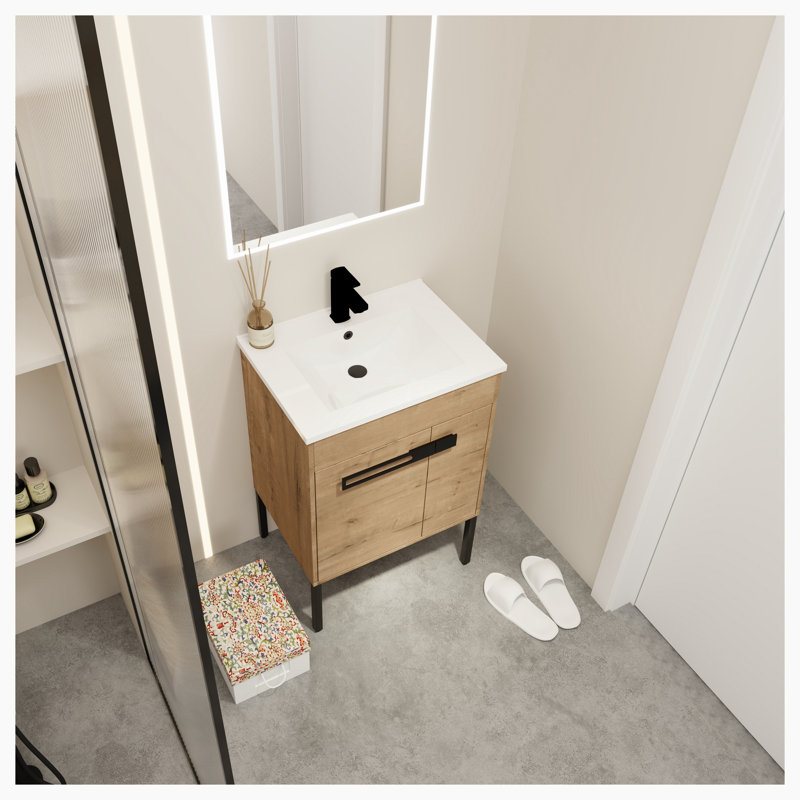 Elanor 24 " W Freestanding Standard 1 Single Vanity Bathroom Vanity With Ceramic Top