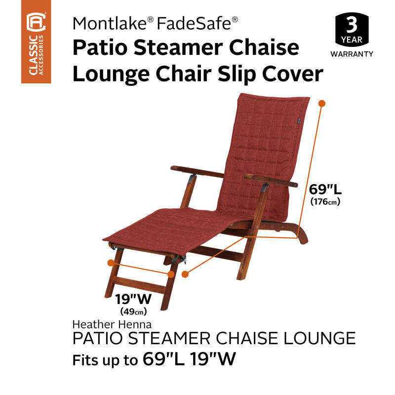 Ayvion Polyester Box Cushion Chaise Lounge Slipcover, Heather Henna