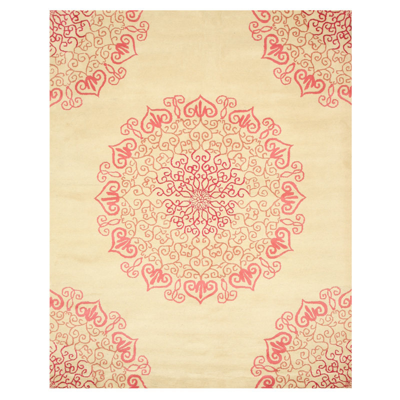 Harlow Nina Red Hand Tufted Wool Area Rug, Rectangle 5' x 8'