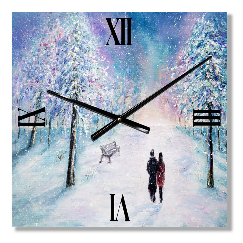 Couple dans un parc pendant l'hiver enneigé Timres, Grand