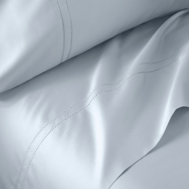 Yalda Egyptian Cotton Sateen Sheet Set , King Sheet Set + 2 Pillowcases, Icy Blue