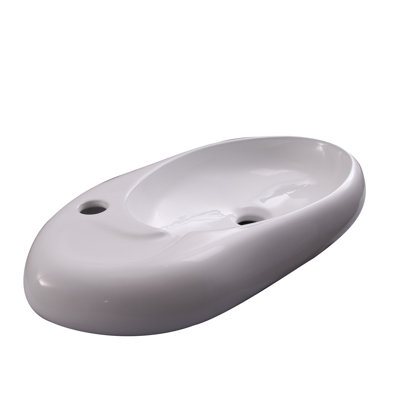 Barclay Borden 11.37'' White Vitreous China Oval Bathroom Sink with Overflow