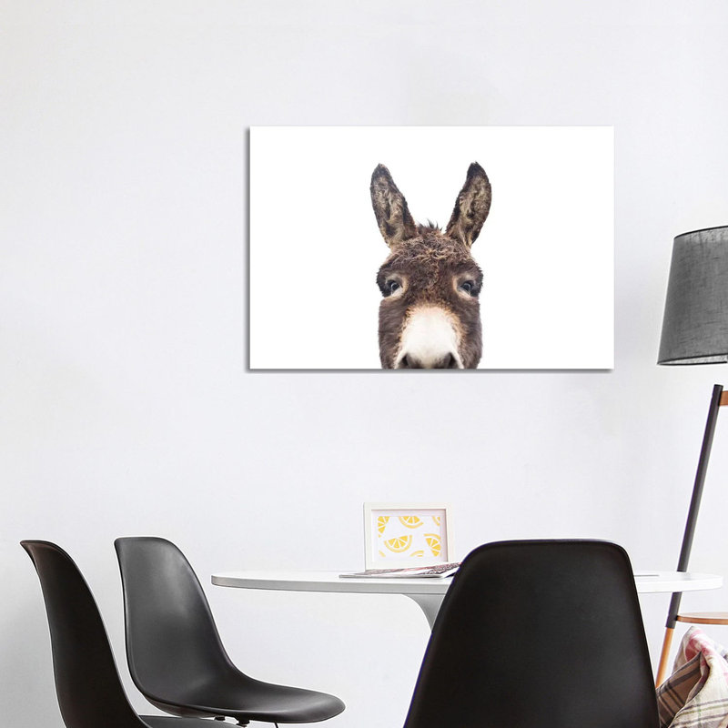 «Peeking Donkey» par Sissi & Seb - reproduction de photo, Toile tendue, Pas de tapis, 26" H x 40" W x1.5" D
