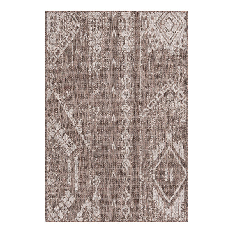 Tapis intérieur / extérieur brun / brun clair en polypropylène tissé à la machine 9 pi 10 po x 13 pi Brison
