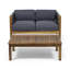 Fauteuils club contemporains en bois avec tissage orné et dossier rembourré - Fauteuil rembourré pour l'extérieur
