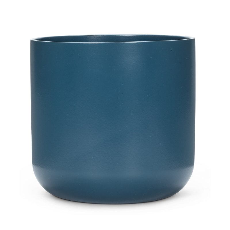Ceramic Cachepot, 8" H x 8" W x 8" D, Dark Blue