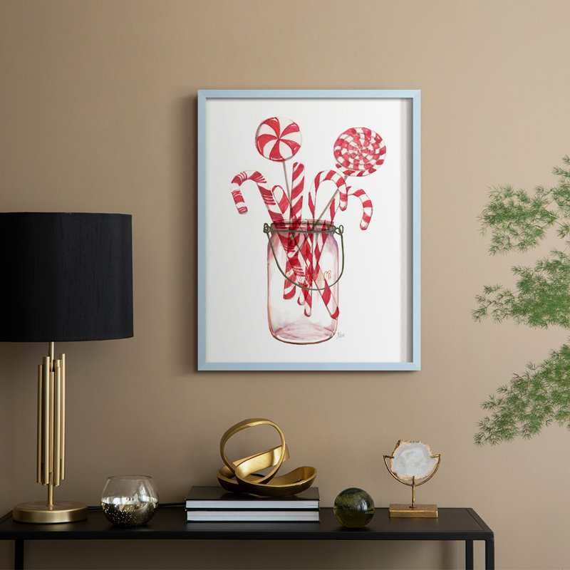 «Peppermint Treats», reproduction encadrée - bois massif, Bleu, H 21 po x l 17 po