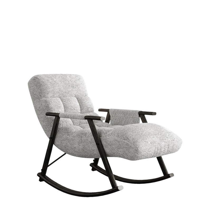 Casual Folding Rocking Chair Upholstered, Gray