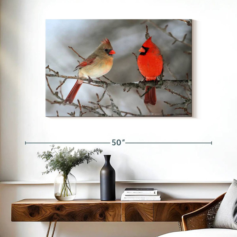 Cardinal Bird Couple, 26" H x 39" W