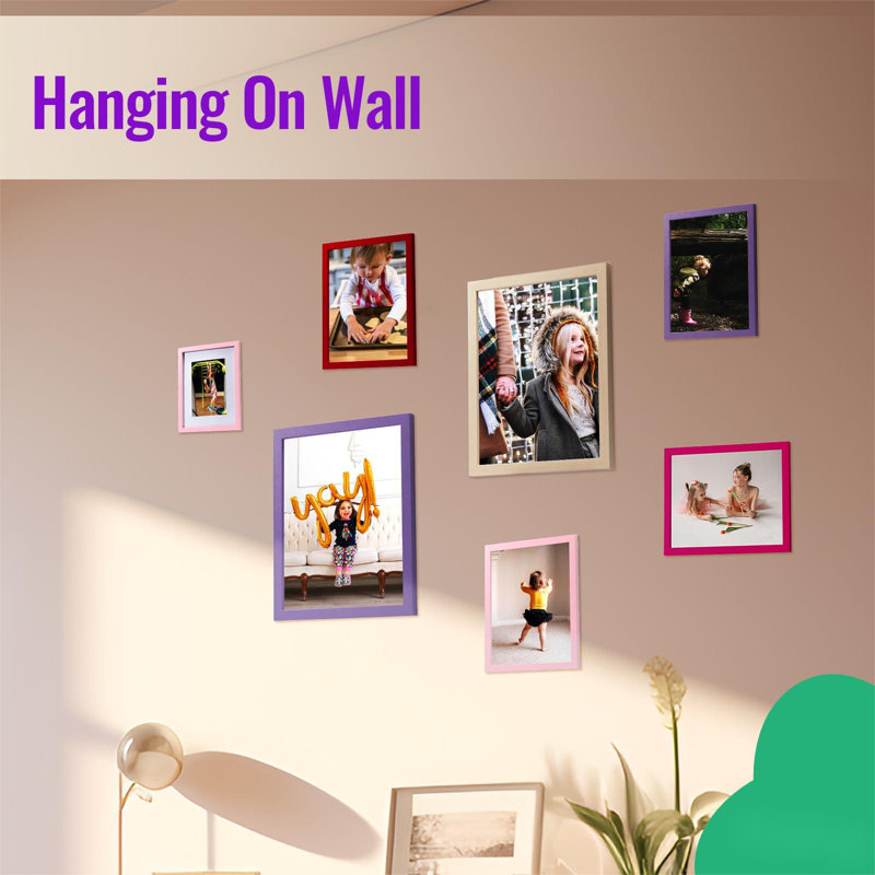 8X10 Picture Frames 3 Set,Hanging Purple Frames With Mat For Gallery Wall Decor, Horizontal/Vertical Tabletop Photo Frame