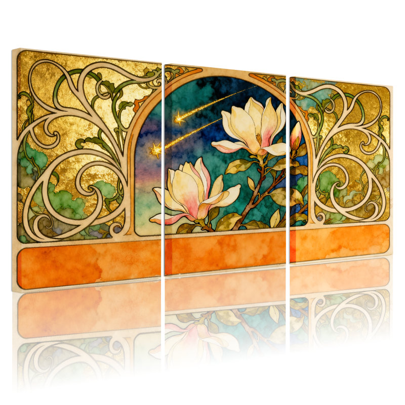 Ensemble de 3 impressions sur toile style Magnolia, H 24 po x l 48 po