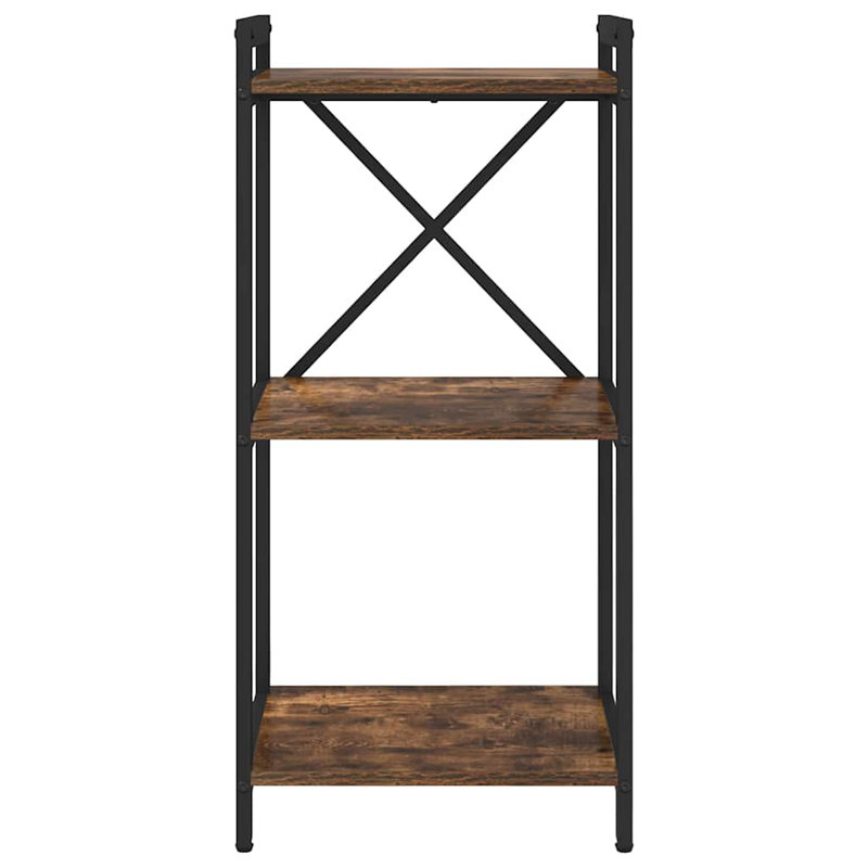 Steel Bookcase, (3 Shelves) 83cm H x 40cm W x 30cm D, Brown