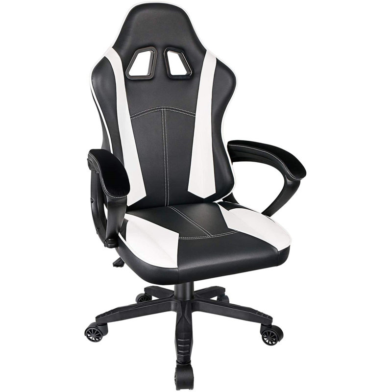 Fauteuil ergonomique de jeu pour PC, Noir et blanc