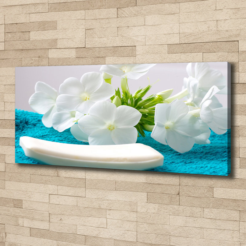 White Spa Flowers - Wrapped Canvas Print, Canvas, 50cm H x 125cm W
