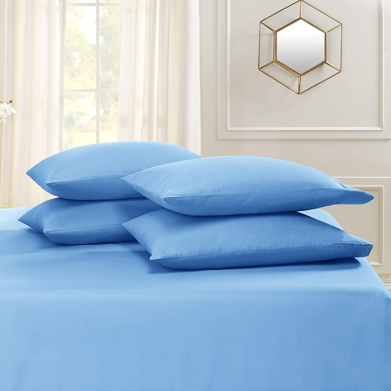 Microfiber Flatweave Sheet Set, King Sheet Set + 1 Fitted Sheet + 4 Pillowcases, Dusty Blue