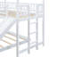 Lit superposé simple au-dessus d'un lit double avec glissière, blanc, garde-corps double, glissade de construction résiliente, construction stable, utilisation à long terme, garde-corps-1868070741-1868070740