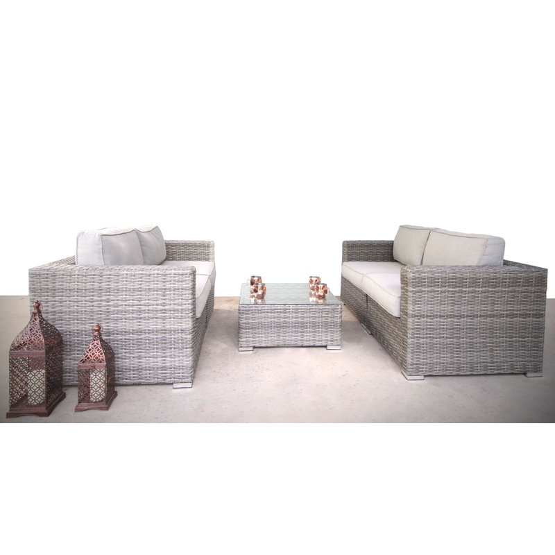 Interlaken Wicker Fully Assembled 4 - Person Seating Group with Cushions, Olefin Gray