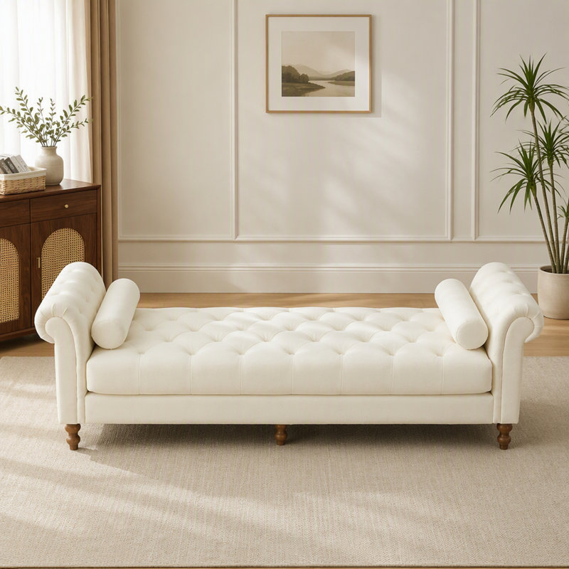 Banquette rembourrée moderne avec accoudoirs et rangement