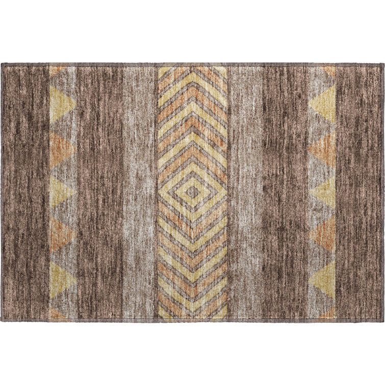 Premium Machine Washable Prisco Brown Rug