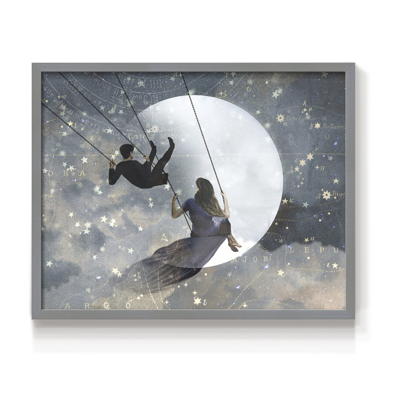 Celestial Love II -Framed Print - Restickable, Gray, 16" H x 20" W