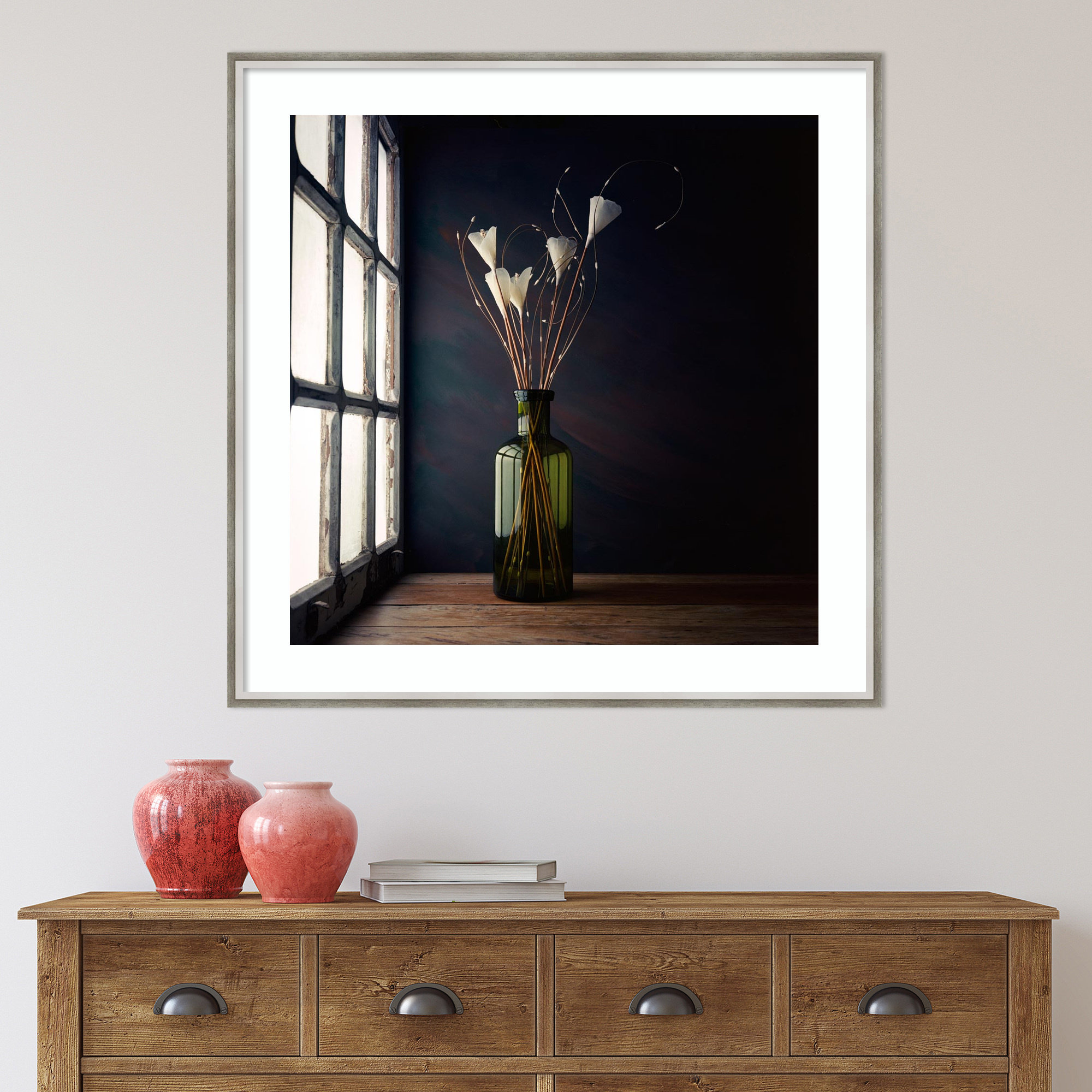 The Green Bottle by Luiz Laercio, Silver Framed, 33" H x 33" W