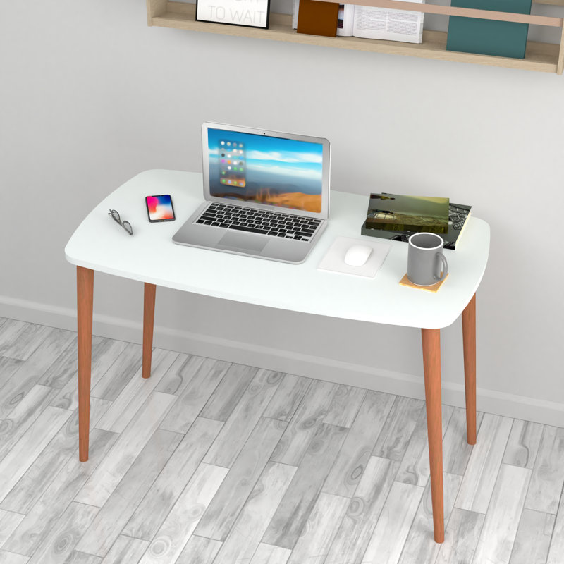 Devona Rectangular Writing Desk, 70cm H x 105cm W x 60cm D., White/Brown