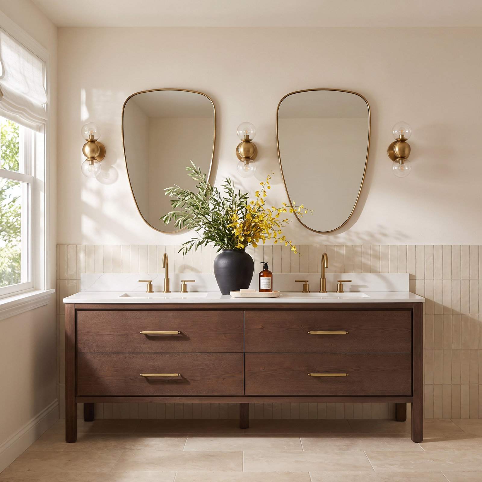 Cristo 72'' Double Bathroom Vanity, Dark Brown Oak