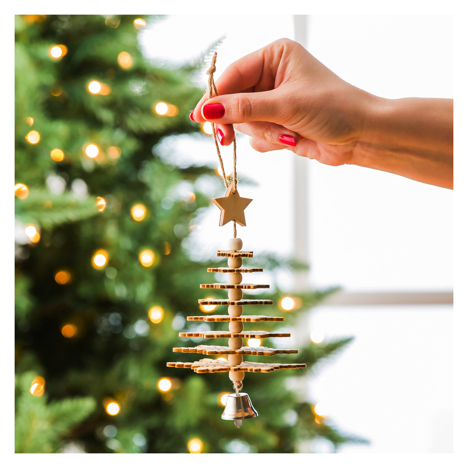 Wood Christmas Tree 3D Hanging Figurine Ornament