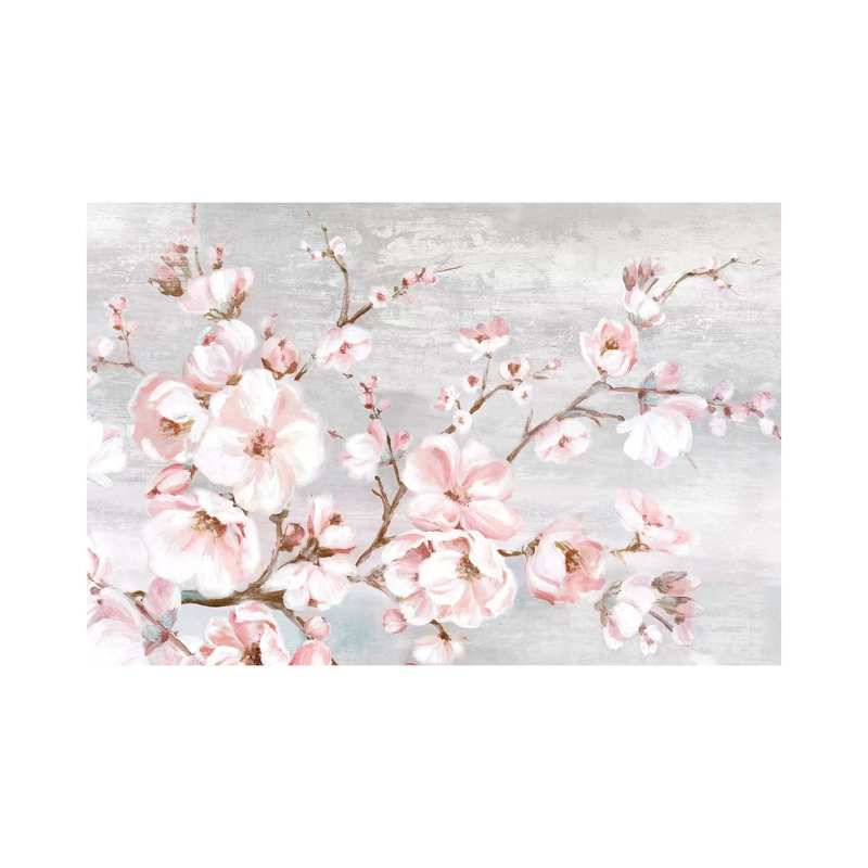 «Spring Cherry Blossoms I» par Eva Watts - reproduction d'art sur papier, H 8 po x l 12 po x P 0,75 po, Toile tendue