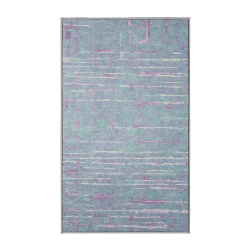 Machine Washable Gray Area Rug, Rectangle 7' x 9'