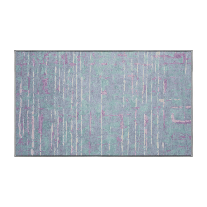 Machine Washable Gray Area Rug, Rectangle 7' x 10'
