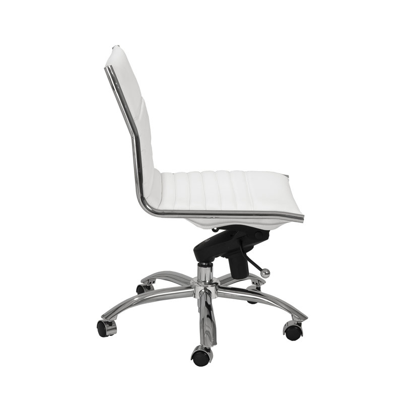 Naida Faux Leather Swivel Task Chair, No, White Faux Leather