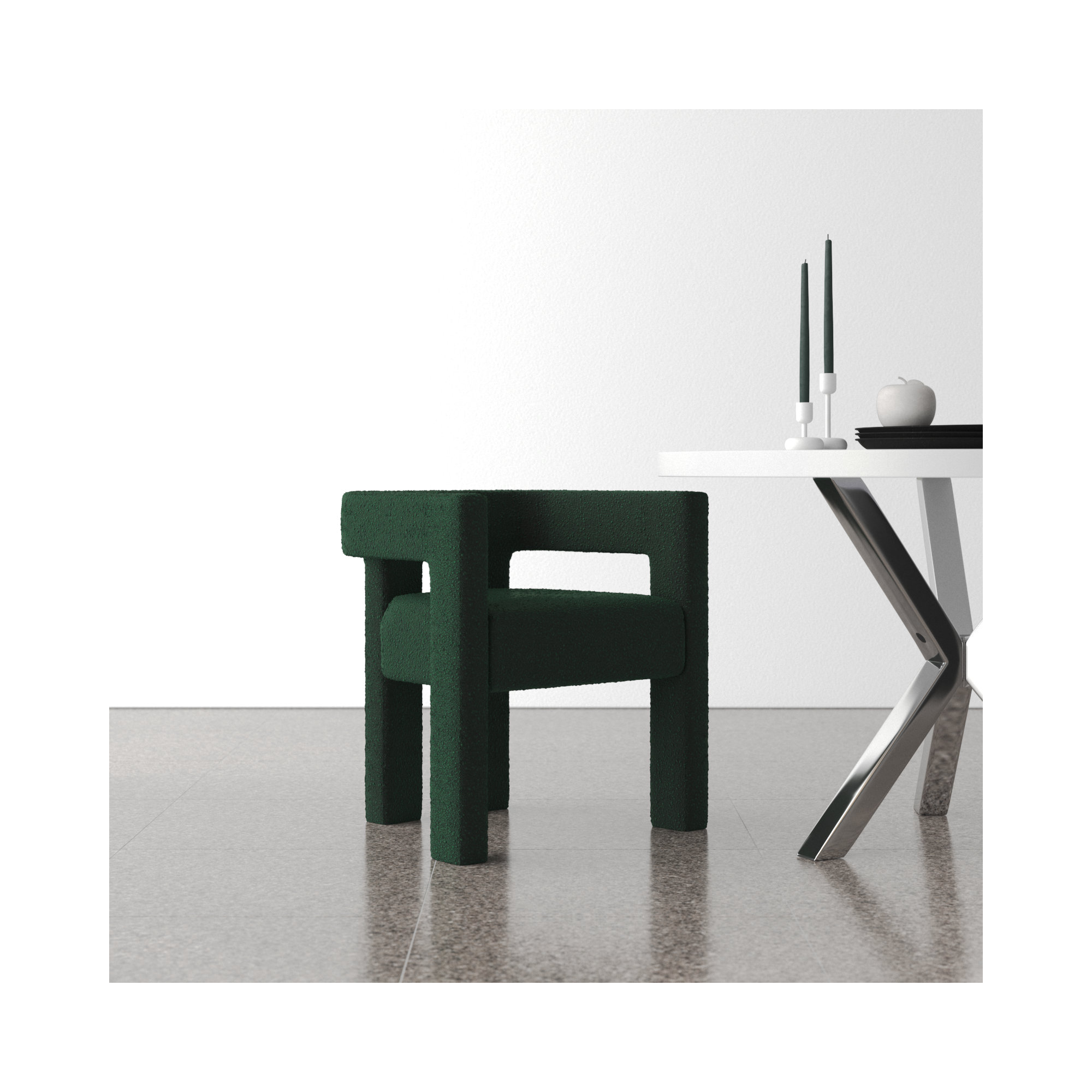 Cedernier Boucle Dining Armchair, Green