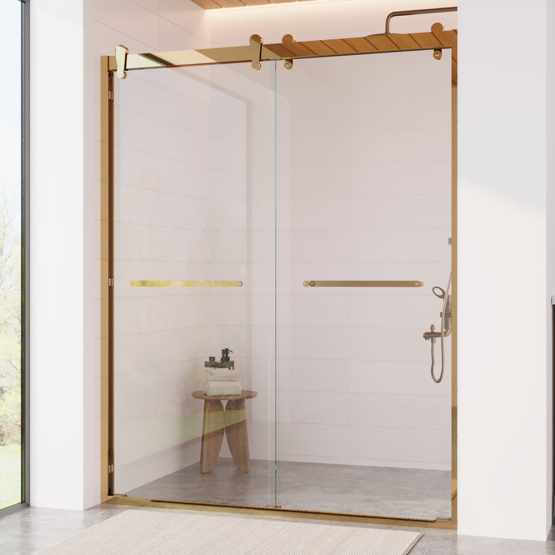 56 In. - 60 In. W X 76 In. H Double Sliding Semi-Frameless Shower Door with 3/8" Tempered Clear Glass, Silver