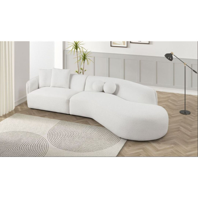 Mia Sectional, Beige Fabric