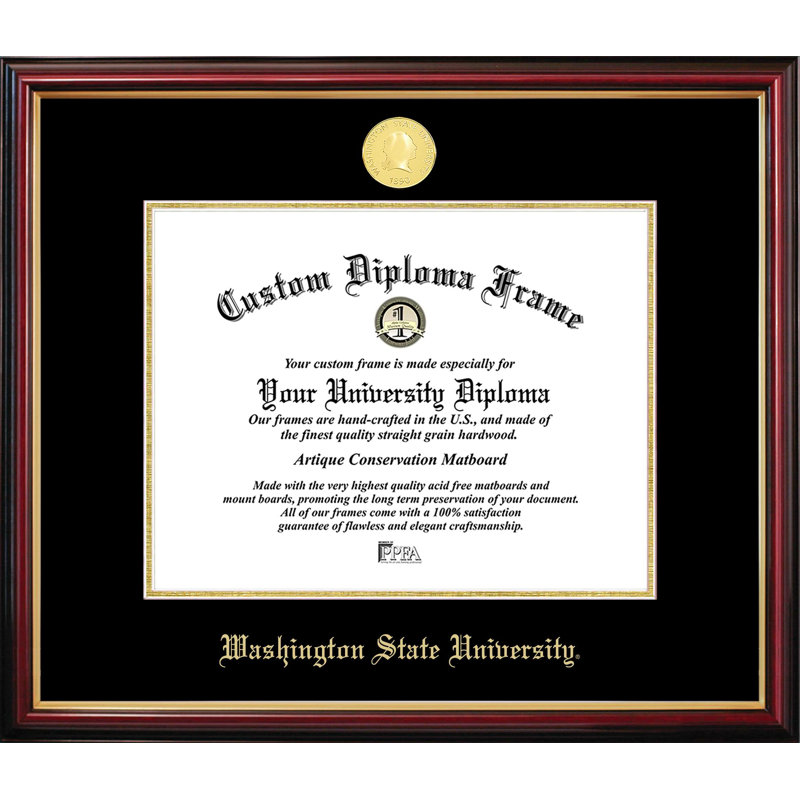 Cadre de petit diplôme de l'Université Washington State, L 14 po x H 11 po, NCAA Washington State