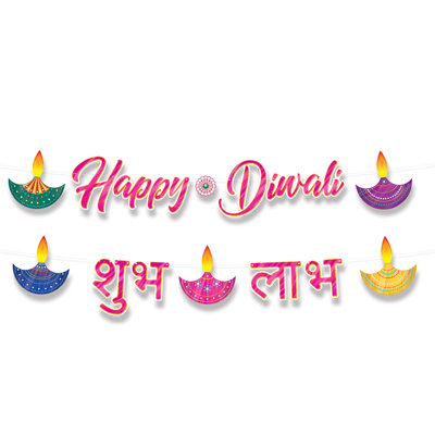 Ensemble de banderoles Foil Diwali - 7¼ po x 5 pi - paquet de 12