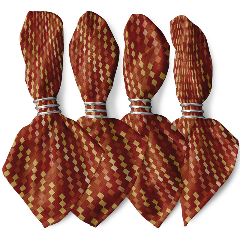 Jiem Polyester Plaid Square Napkin, Rust