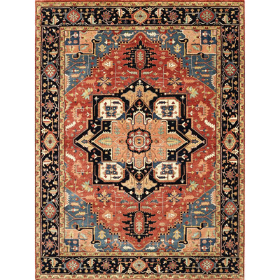 High-Quality Hand-Knotted Red And Blue Area Rug