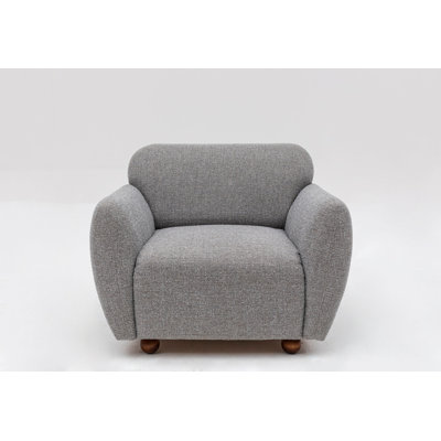 Fauteuil à oreilles scandinave, gris clair, 35,4 x 33,9 x 33,9 pouces | Structure et panneau en bois de hêtre | Tissu 100% polyester, nettoyage à sec | Rembourrage confortable en mousse et en plumes | Design élégant pour la maison et l'hôtel