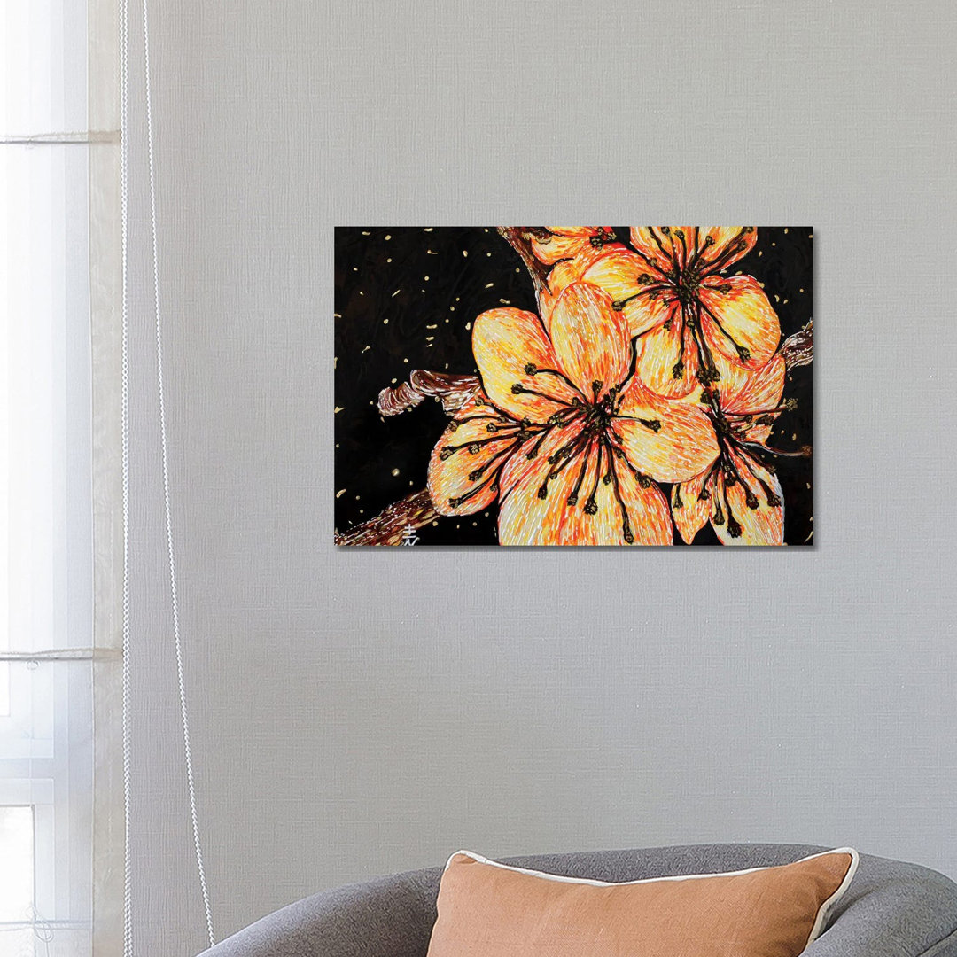 Goldener Ukon Sakura von Vincent Keele - Galerie-verpackte Leinwand Giclée auf Leinwand