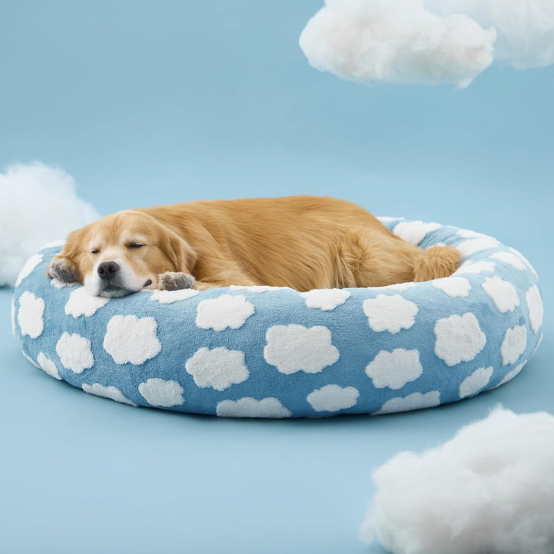 Lit pour chien Lesure Donut, S (H 7 po x l 23 po x P 23 po), Nuage bleu clair