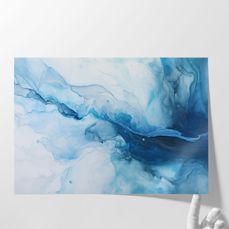 «Blue and White Abstract Vortex Calm», reproduction sur toile, Toile tendue, H 16 po x l 24 po x P 1,25 po