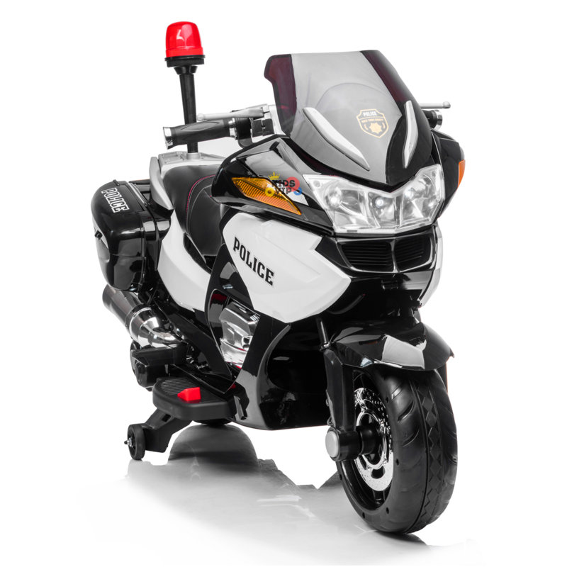 Moto 2 places avec sirène d'urgence 24V 4.5AH Édition agent de police, lumières, musique