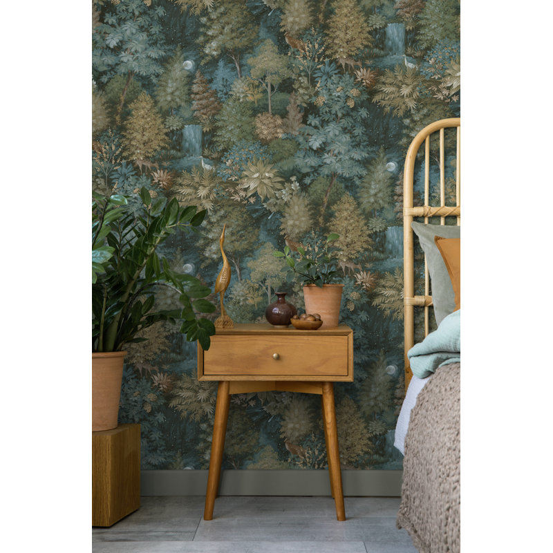 Papier peint bleu sarcelle Mid-Woods, Sarcelle