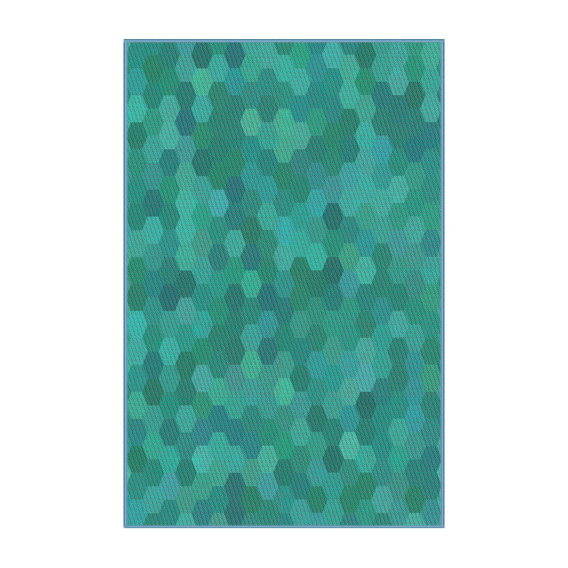 Tapis vert/jaune à motif de mer, Rectangle 3 pi x 5 pi