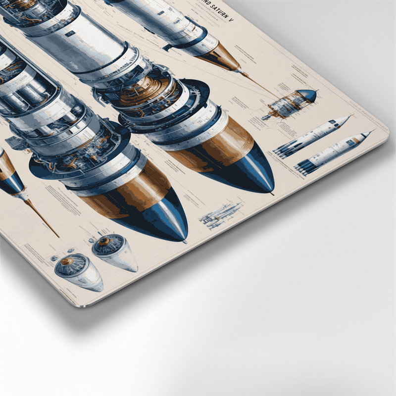 "Space Rocket", art mural en métal beige